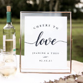 Navy & White Cheers to Love Wedding Sign Poster