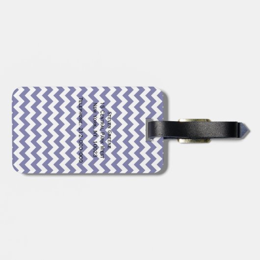 Navy White Chevron Hot Pink Quatrefoil Monogram Bagagelabel (Achterkant horizontaal)