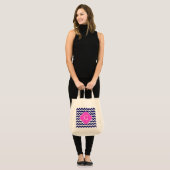 Navy White Chevron Hot Pink Quatrefoil Monogram Tote Bag (Voorkant (model))