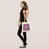 Navy White Chevron Hot Pink Quatrefoil Monogram Tote Bag (Voorkant (model))