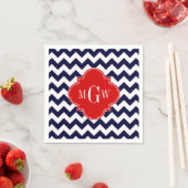 Navy White Chevron Red Quatrefoil 3 Monogram Servetten (Insitu)