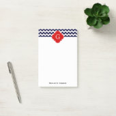 Navy White Chevron Red Quatrefoil Monogram Post-it® Notes (Kantoor)