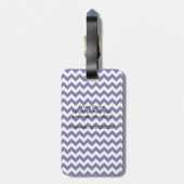 Navy White Chevron White Quatrefoil Monogram Bagagelabel (Achterkant verticaal)