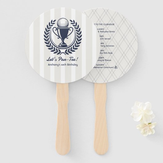 Navy, White & Cloud Dancer Preppy Golf Programma Handwaaier (Voorkant en achterkant)