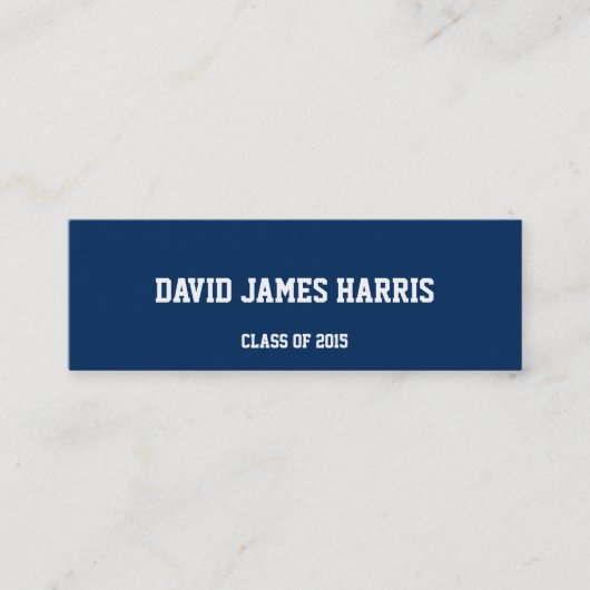 Navy white collegiate afstuderen insert name card contactkaartje (Voorkant)