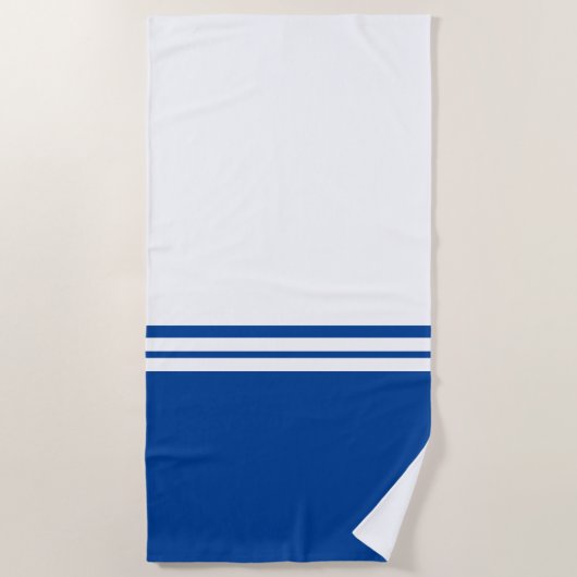Navy White Color Block Achtergrond Racing Stripes Strandlaken (Voorkant)