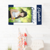 Navy & White Congrats One Photo Graduation Party Spandoek (Insitu)