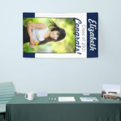 Navy & White Congrats One Photo Graduation Party Spandoek (Beurs)