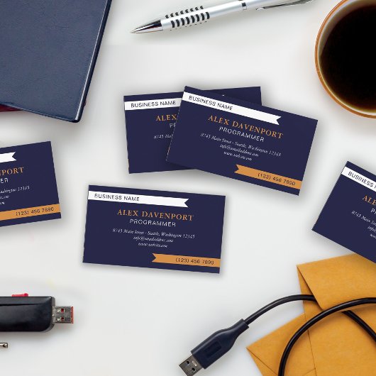 Navy White & Copper Guidon Pennant Elk beroep Visitekaartje