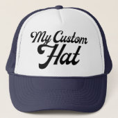 NAVY, WHITE Custom Trucker Hat Mesh Back Cap Blank Pet (Voorkant)