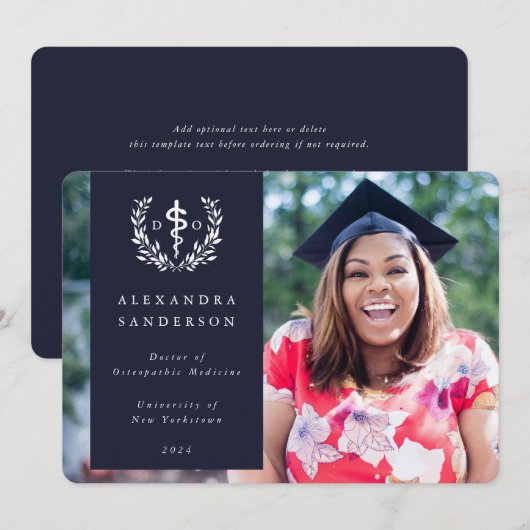 Navy+White Doctor in de osteopathische geneeskunde Aankondiging (Voorkant / Achterkant)