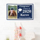 Navy White Een fotoklasse van 2024 Afstuderen Spandoek (Insitu)