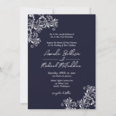 Navy & White Elegant Stijl Trouwen Kaart (Voorkant)
