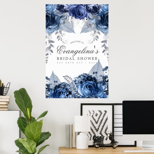 Navy & White en Silver Foil Vrijgezellenfeest Welk Poster (Thuiskantoor)