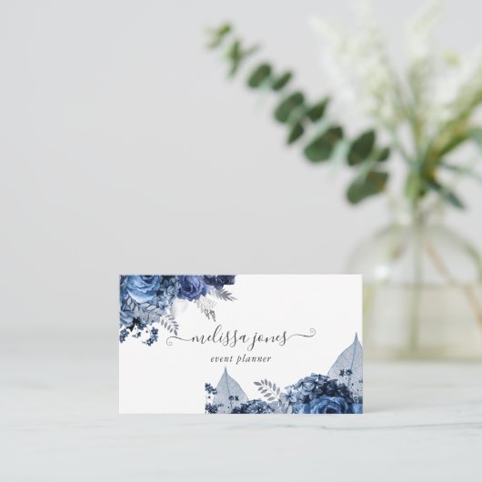 Navy, White en Silver Visitekaartje (Staand voorkant)