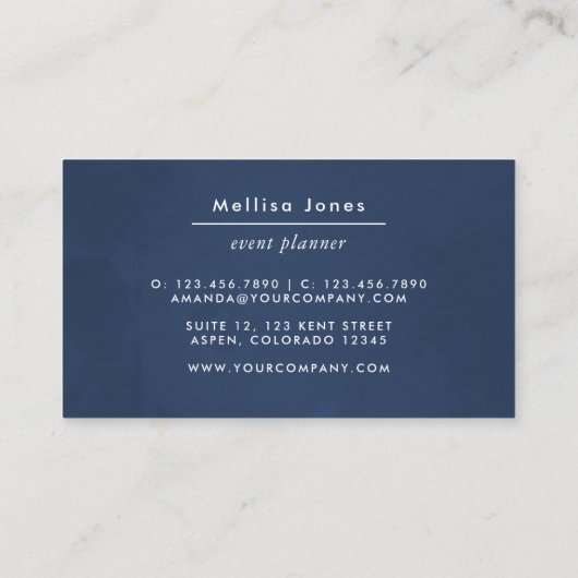 Navy, White en Silver Visitekaartje (Achterkant)