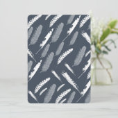 Navy White Feathers Baby shower Kaart (Staand voorkant)