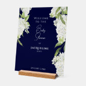 Navy White Floral Baby shower Welkom Acryl Bord (Hoek)
