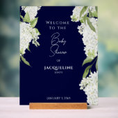 Navy White Floral Baby shower Welkom Acryl Bord (Neutraal)