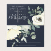 NAVY WHITE FLORAL FIRST HOLY COMMUNION PLACE CARD KAART (Buitenkant ongevouwen)