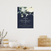 NAVY WHITE FLORAL FIRST HOLY COMMUNION WELCOMM POSTER (Keuken)