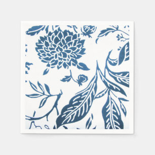 Navy & White Floral Print Napkins Servetten