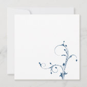 Navy White Floral Swirls Post Wedding Kaart (Achterkant)