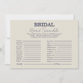 Navy White Floral Vrijgezellenfeest Word Scramble Kaart (Voorkant)