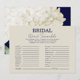 Navy White Floral Vrijgezellenfeest Word Scramble  Kaart