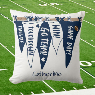 Navy White Game Day Pennant Tailgate Team Decor Kussen
