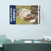 Navy White Gefeliciteerd Afstuderen Spandoek (Beurs)