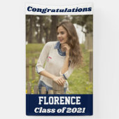 Navy White Gefeliciteerd Afstuderen Spandoek (Verticaal)