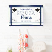 Navy White Geometric Graduation Party Spandoek (Insitu)