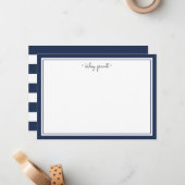 Navy & White - gepersonaliseerde kaartenkaartje Notitiekaartje (Voorkant / Achterkant in situ)