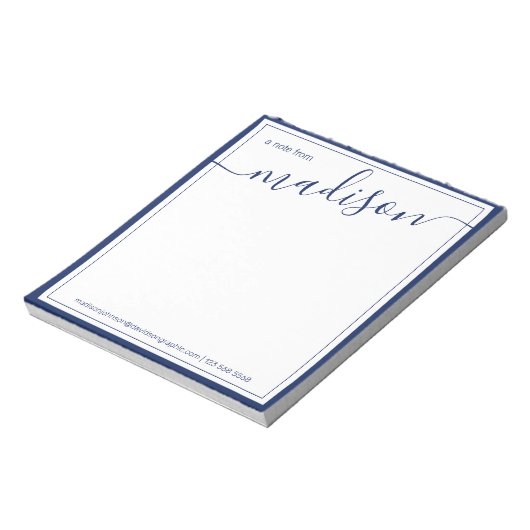 Navy White - gepersonaliseerde naam | Van de burea Notitieblok (Linkerzijde)