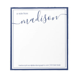 Navy White - gepersonaliseerde naam | Van de burea Notitieblok