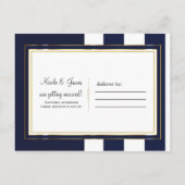 Navy White & Gold Anchor Nautical Save the Date Aankondigingskaart (Achterkant)