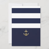 Navy White & Gold Anchor Nautisch Baby shower Kaart (Achterkant)