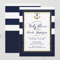 Navy White & Gold Anchor Nautisch Baby shower