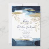 Navy White Gold Boy Baby shower Kaart (Voorkant)
