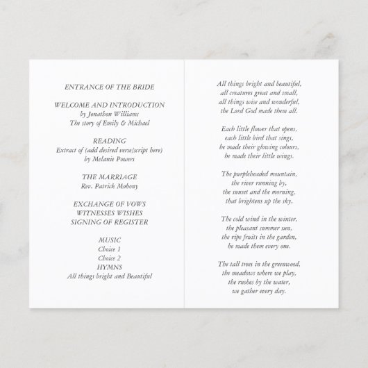 Navy White Gold Floral Wedding (Achterkant)