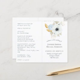 Navy White Gold Floral Wedding