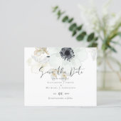 Navy White Gold Floral Wedding Save Date Budget (Staand voorkant)