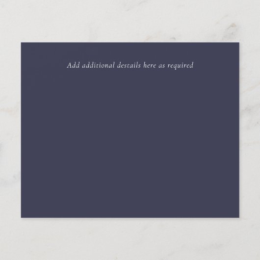 Navy White Gold Floral Wedding Save Date Budget (Achterkant)