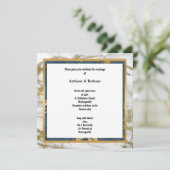 NAVY WHITE GOLD MARBLE WEDING KAART (Staand voorkant)