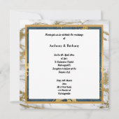 NAVY WHITE GOLD MARBLE WEDING KAART (Voorkant)
