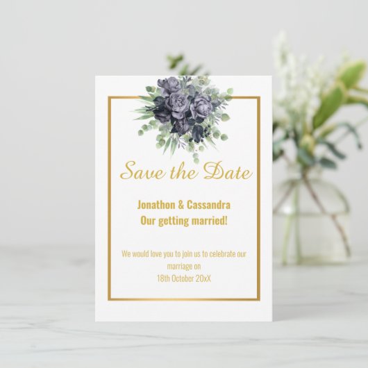 NAVY WHITE GOLD ROOS EUCALYPTUS BEWAREN DE DATUM (Staand voorkant)