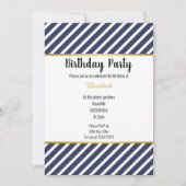 NAVY WHITE GOLD STRIPED PATTERNED BIRTHDAY KAART (Voorkant)