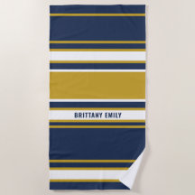 Navy White Gold Stripes Patroon Gepersonaliseerd