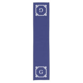 Navy White Greek Key Lijst #2 Initiaal Monogram Korte Tafelloper (Voorkant)